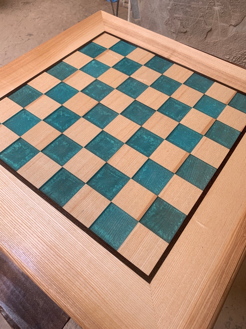 Custom Wood Epoxy Resin Chess Board Handmade Tournament Size 2 Etsy