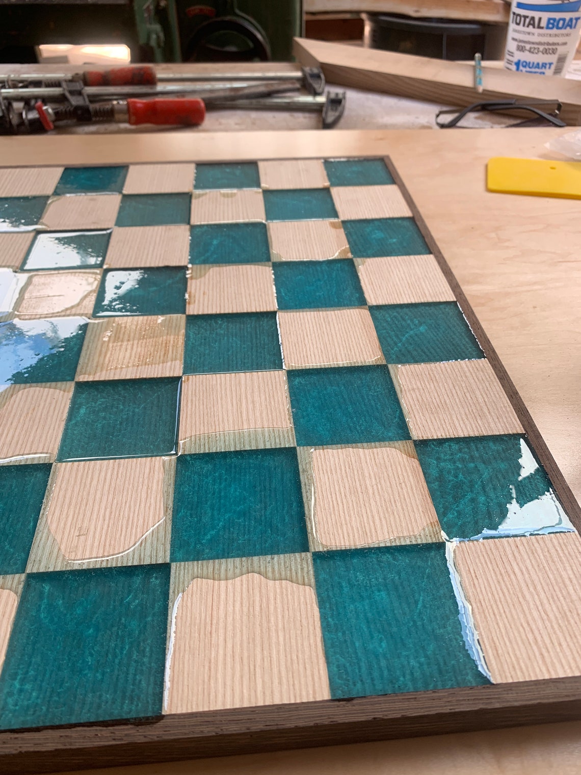 Custom Wood Epoxy Resin Chess Board Handmade Tournament Size 2 Etsy