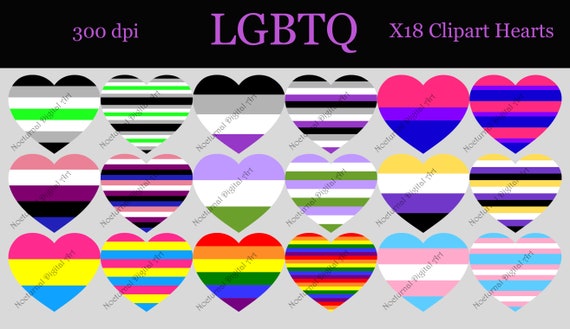 Lgbtq Clip Art Hearts Set Of 18 Scrapbooking 300 Dpi Png Etsy
