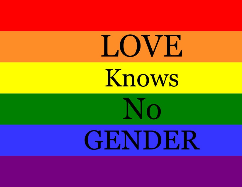 Lgbtq Love Knows No Gender Gay Pride Rainbow Flag Wallpaper Etsy