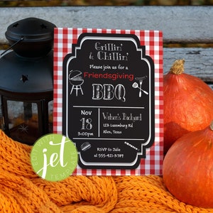 Friendsgiving Invite BBQ Fall Harvest Invitation Fall Fest Neighborhood Party Autumn Picnic Bonfire Party Digital Template INSTANT DOWNLOAD
