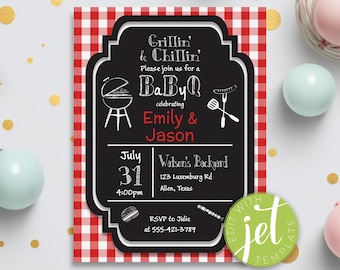 Invitación editable de BBQ Baby Shower BabyQ Baby Shower Barbecue Baby Shower Plantilla digital DESCARGA INSTANTÁNEA