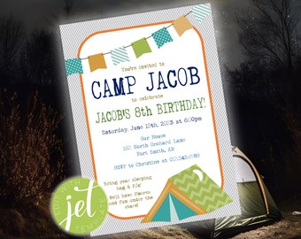 Camping Birthday Invitation Template Smores Party Camp Out Under the Stars Camping Party Digital Template INSTANT DOWNLOAD