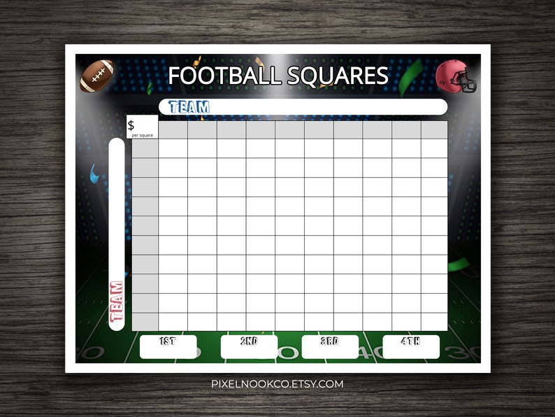 Printable Football Squares Football Fundraiser Betting Square Grid