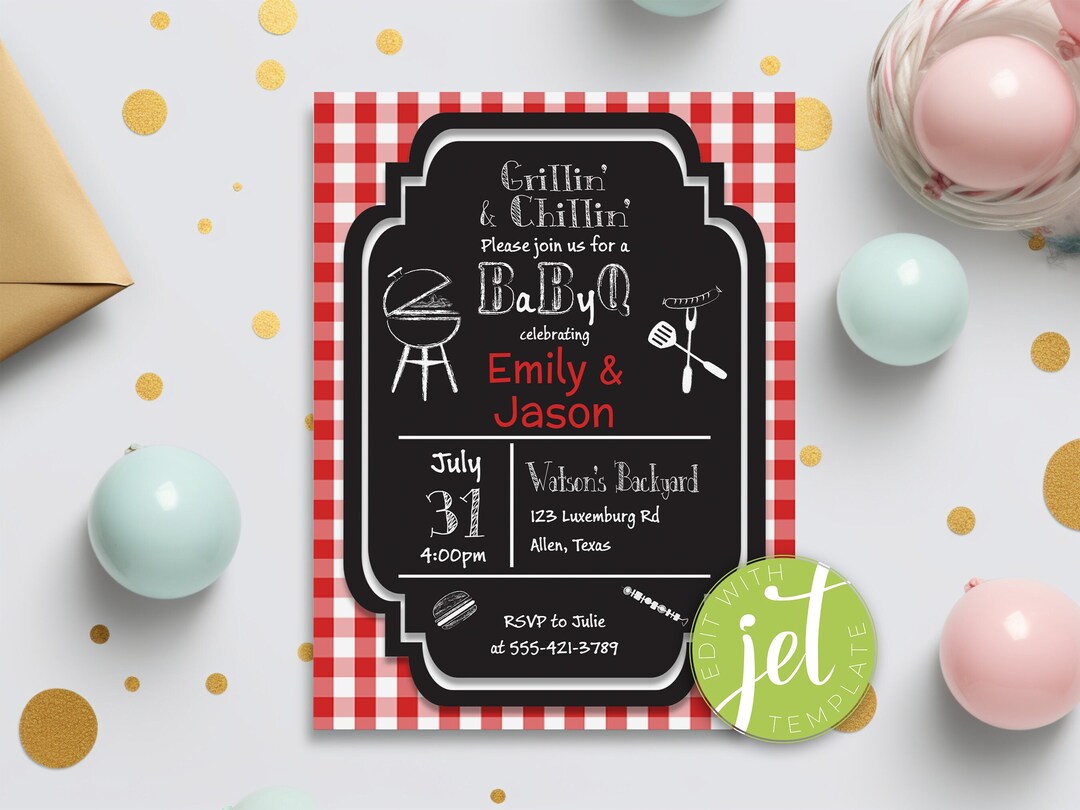 Editable BBQ Baby Shower Invitation Babyq Baby Shower Barbecue Baby Shower Digital Template