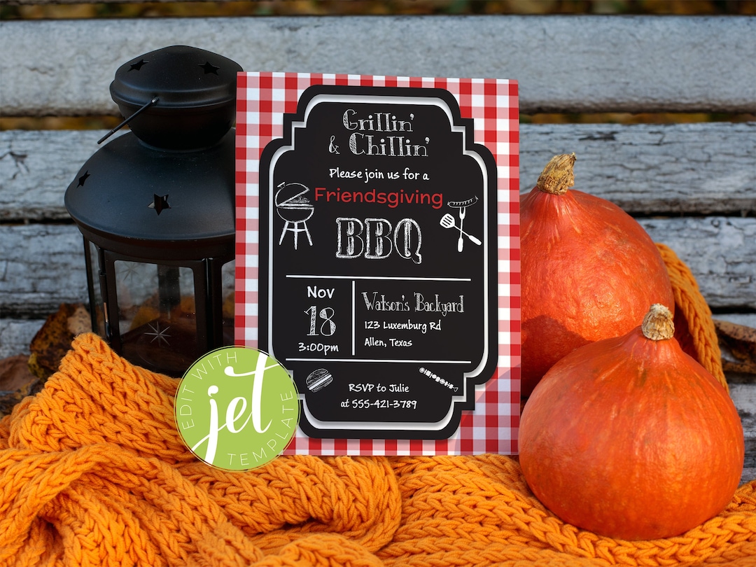Friendsgiving Invite BBQ Fall Harvest Invitation Fall Fest Neighborhood ...
