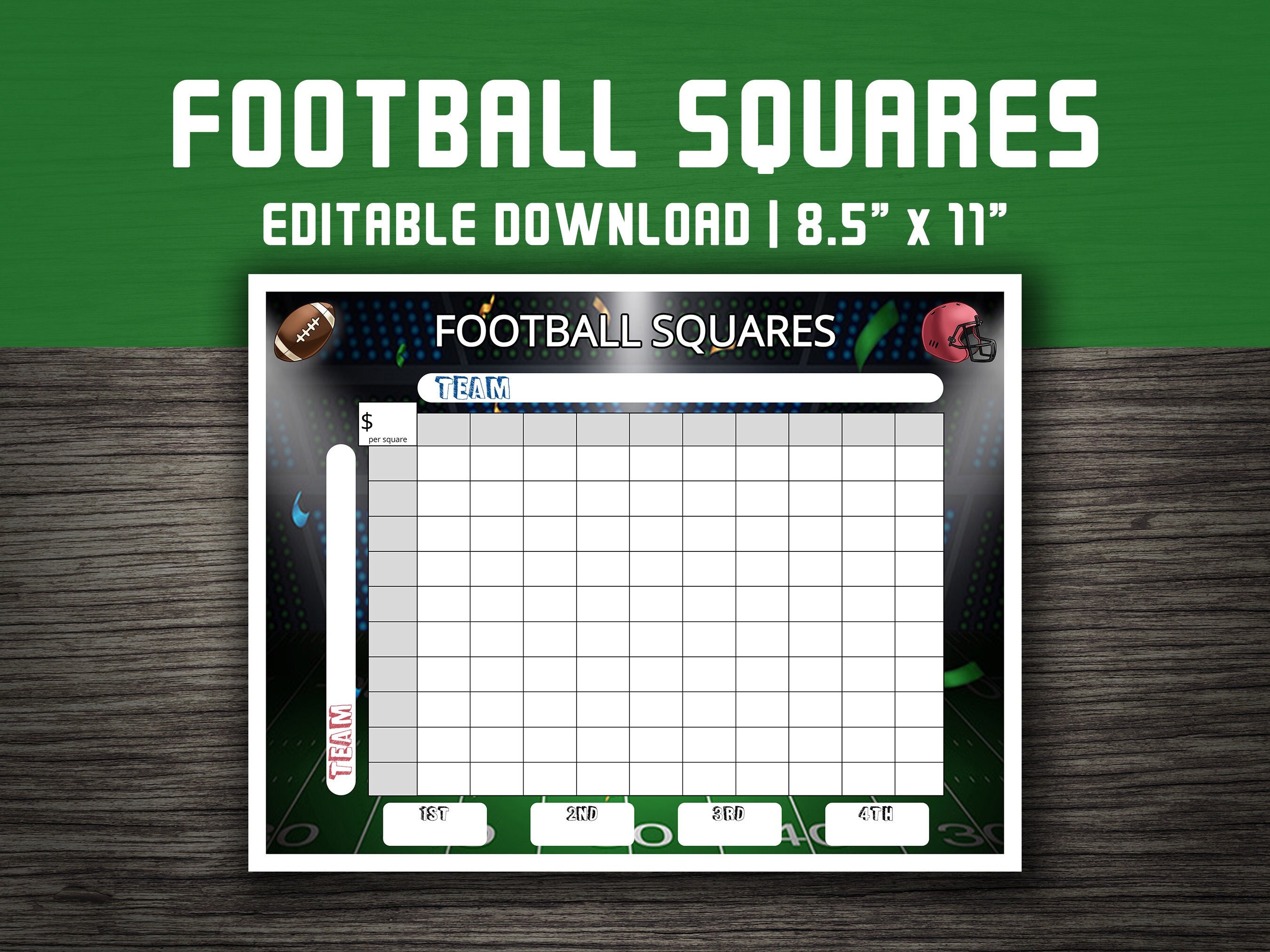 Printable Football Squares Football Fundraiser Betting Square Grid