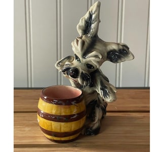 VTG Italian Art Pottery Puppy Dog Planter Kitchy Spaghetti Terrier Made in Italy