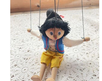 Vintage VILLAGE BOY Puppet Czech Tradition Outfit Folk Art Wood Marionette *READ