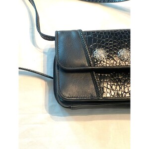 Vintage Brighton Black & Medallion Croc Leather Wallet Shoulder Crossbody Bag image 7