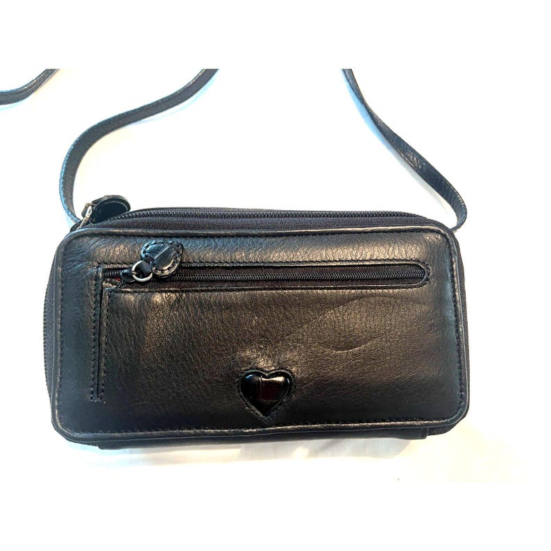 Vintage Brighton Black & Medallion Croc Leather Wallet Shoulder Crossbody Bag image 5
