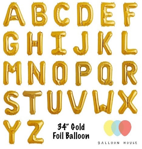 34 gold letter balloons