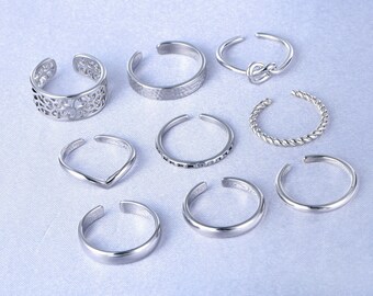 9 stücke Öffnen Verstellbare Zehen Ringe Strand Fuß Schmuck Zehenringe Set für Frauen Öffnen Schwanz Ring Band Fingerring