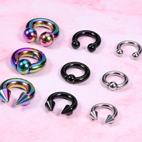 3PCS Septum Rings Surgical Steel Nose PA Septum Horseshoe Hoop Earrings Expander Ear Stretching Piercing Kit 3mm/4mm/6mm