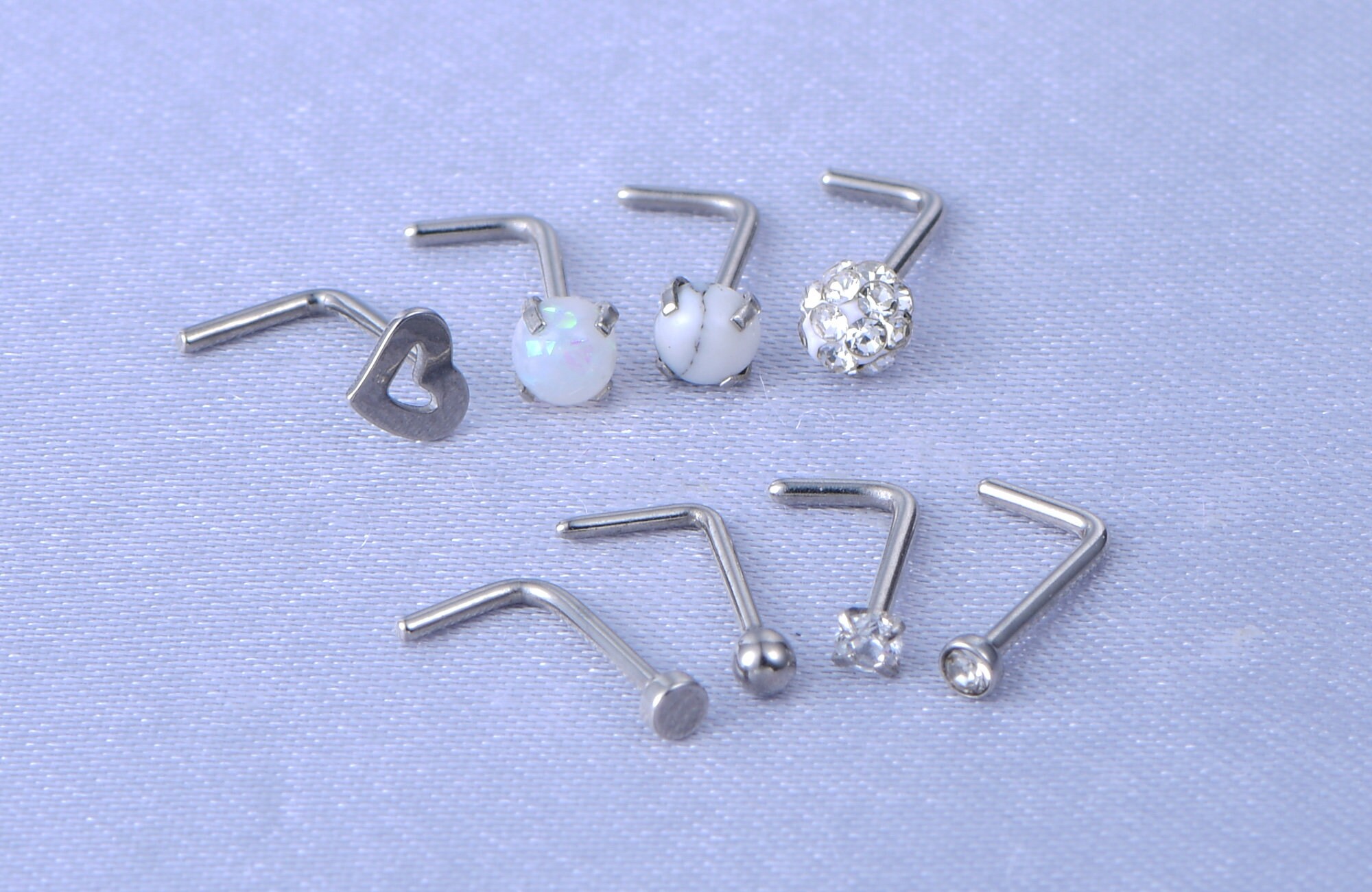 8 Pcs L Shape Nose Piercing Studs Jewelry For Women Stainless Etsy