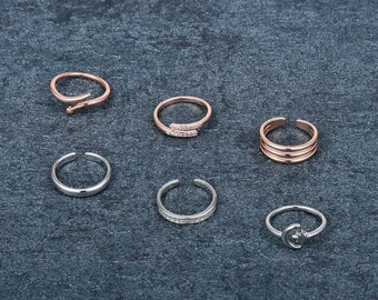 Adjustable Toe Rings for Women Toe Ring Stackable Rose Gold Moon Band Tail Ring for Women