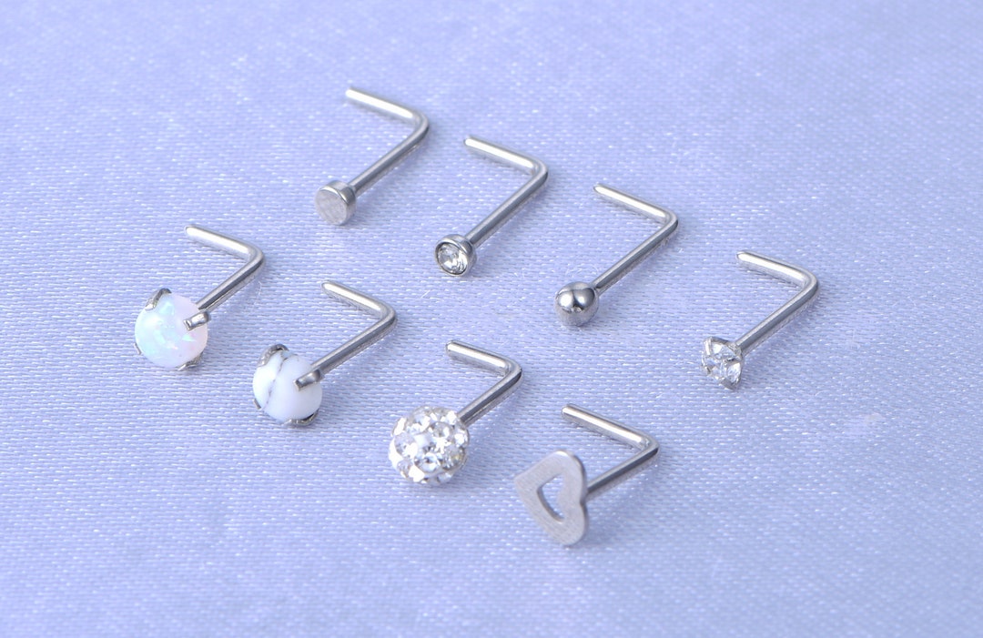 8 Pcs L Shape Nose Piercing Studs Jewelry for Women Stainless Etsy
