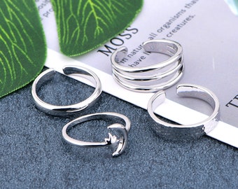 Adjustable Silver Toe Rings for Women Girls  Open Tail Ring Band Knuckle Ring Summer Beach Hawaiian Foot Jewelry