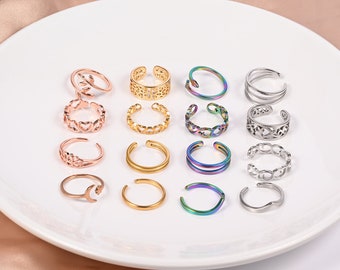 4 PCS Toe Rings/Adjustable Open Rings Set/Stackable Thumb Rings/ Silver Knuckle Rings/Joint Rings/ Simple Foot Rings