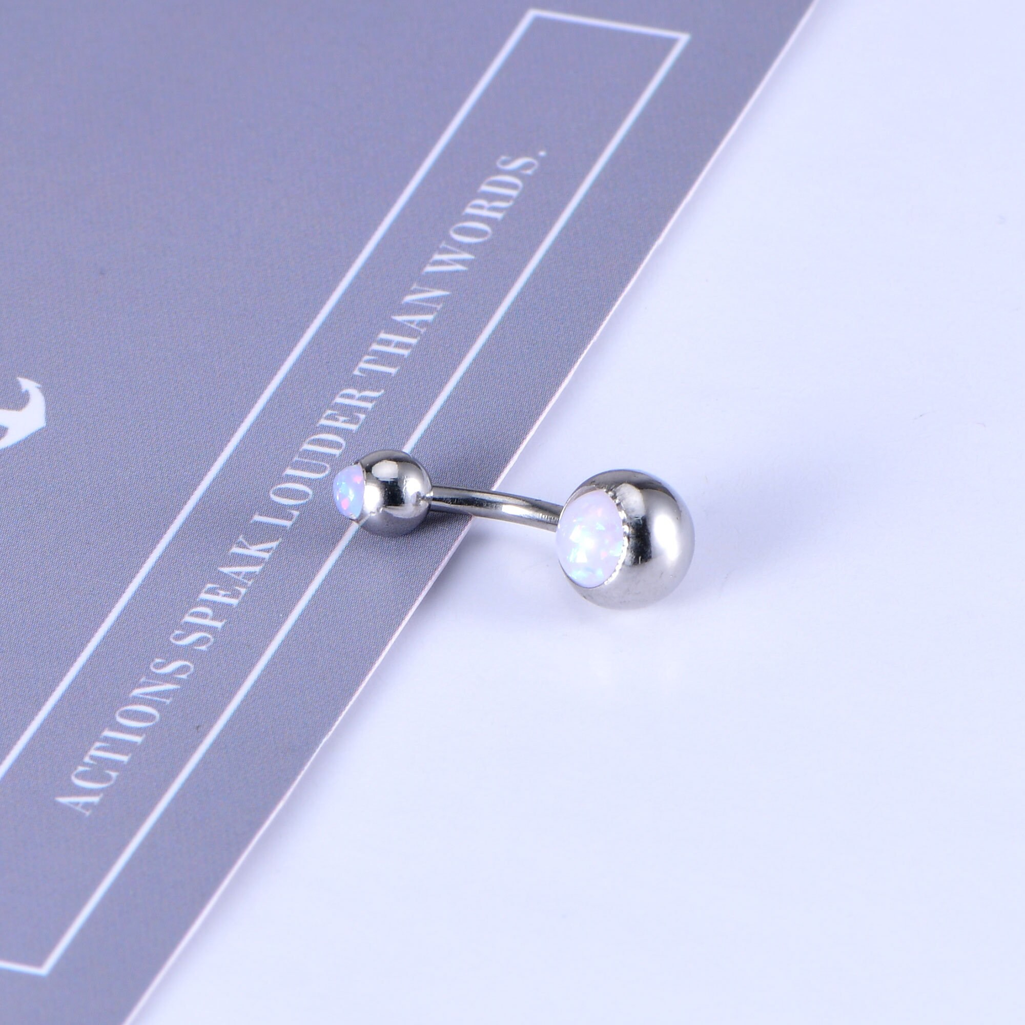 6 Pcs 14G Surgical Steel Belly Button Rings Navel Rings Opal Etsy
