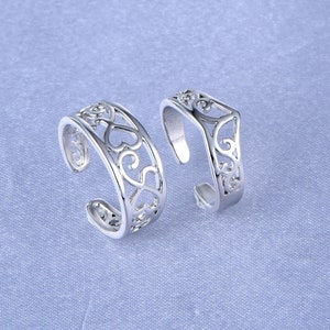 8 Pcs Toe Rings for Women Open Tail Ring Heart Arrow Leaves Band Vintage Toe Ring Set Adjustable Summer Beach Jewelry image 3