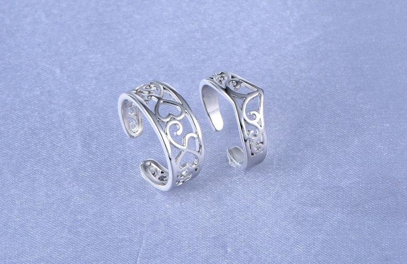 8 Pcs Toe Rings for Women Open Tail Ring Heart Arrow Leaves Band Vintage Toe Ring Set Adjustable Summer Beach Jewelry image 3