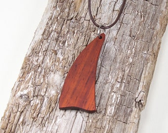 Necklace with wooden pendant-Padouk
