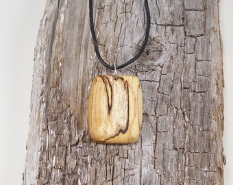 Necklace with wooden pendant-Fjällbirke