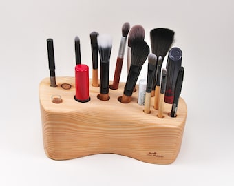 Cosmetic stand, make-up organizer, bathroom organizer, pen holder, scissors stand, desk organizer, brush holder with vase, high mountain larch