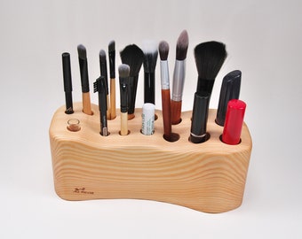 Cosmetic stand, make-up organizer, bathroom organizer, pen holder, scissors stand, desk organizer, brush holder with vase, high mountain larch