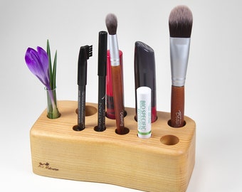 Cosmetic stand, makeup organizer, bathroom organizer, pen holder, scissors organizer, desk brush holder with vase, high mountain larch