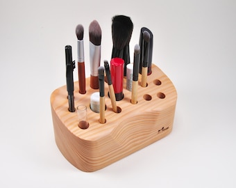 Cosmetic stand, make-up organizer, bathroom organizer, pen holder, scissors stand, desk organizer, brush holder with vase, high mountain larch