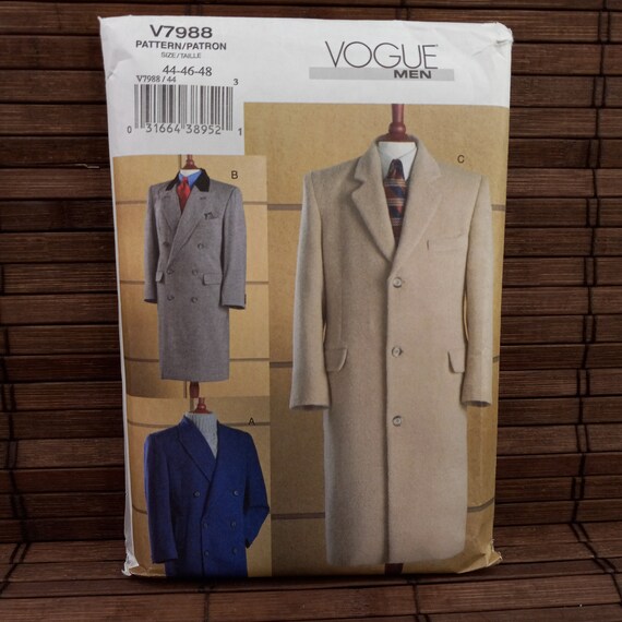Vogue Men V7988 44 46 48 Overcoat Long Loose Fitting Uncut Sewing Pattern Etsy UK