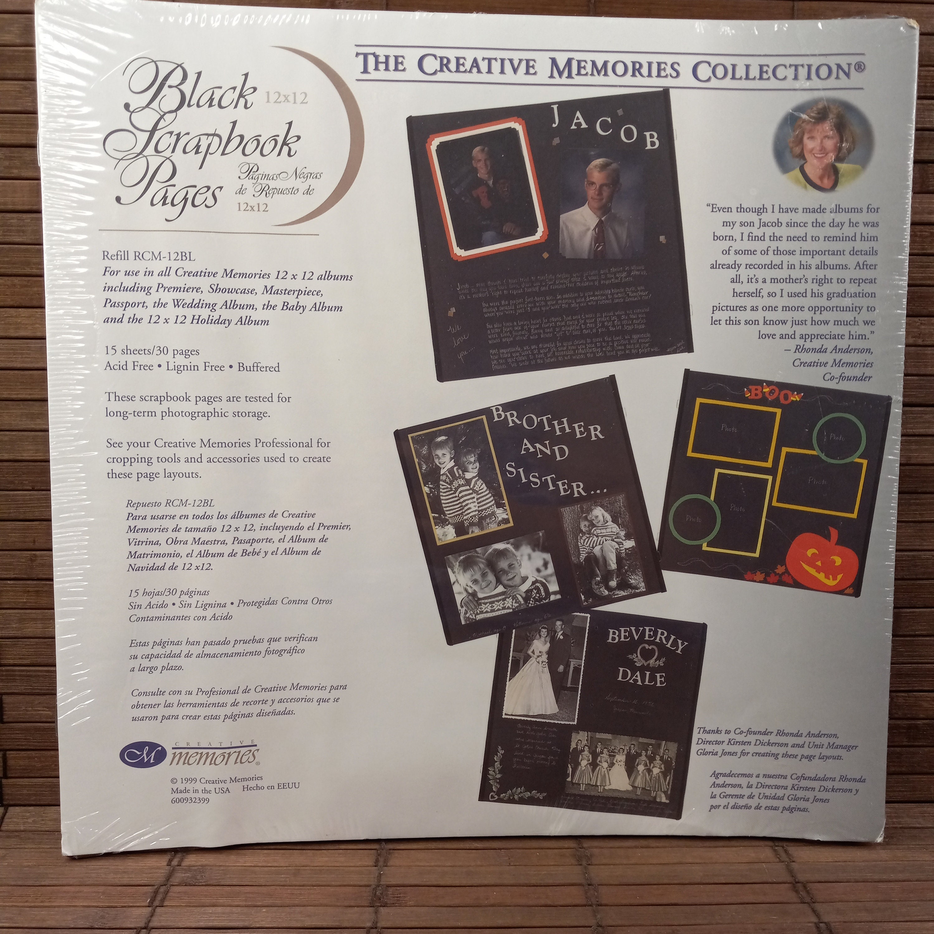 Creative Memories 12x12 Black Refill Scrapbook Pages 15 Sheets 