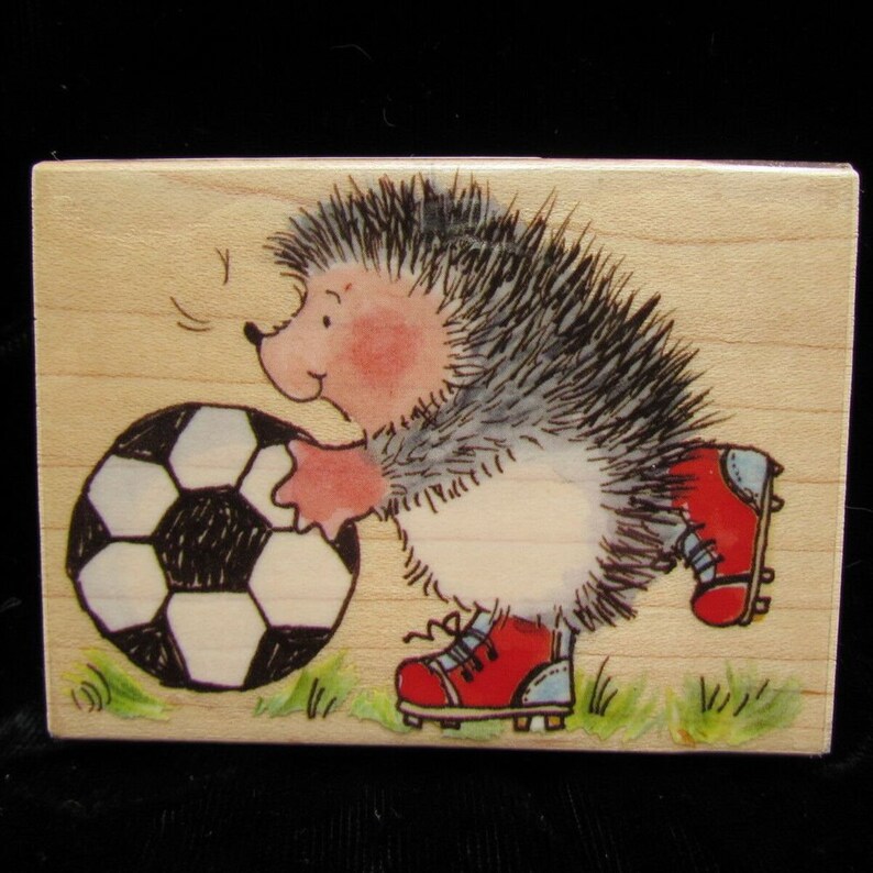 Penny Black Soccer Playing Hedgehog Rubber Stamp Game On 4129J 2011