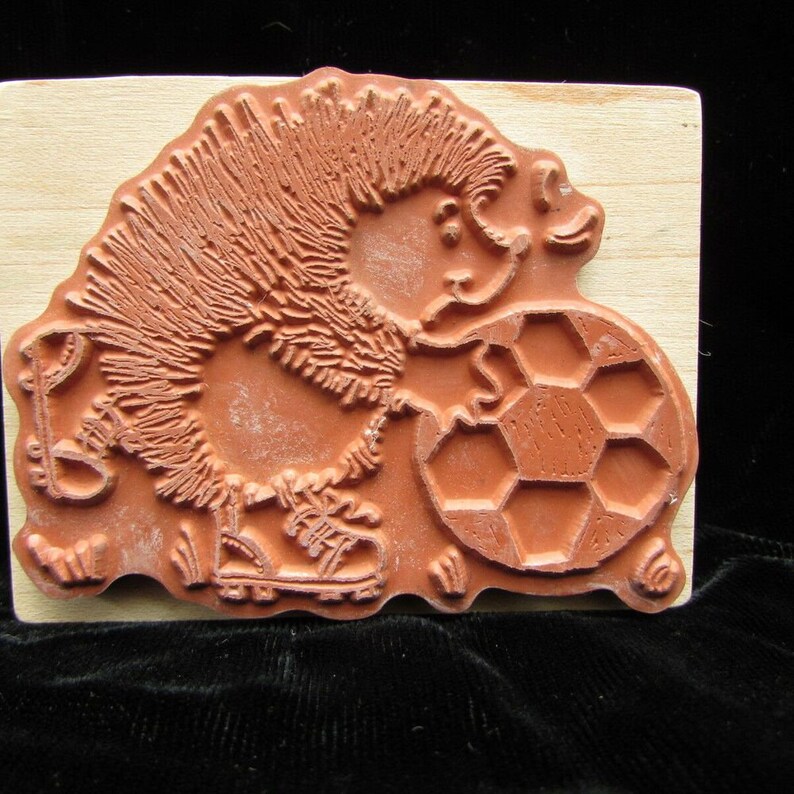 Penny Black Soccer Playing Hedgehog Rubber Stamp Game On 4129J 2011