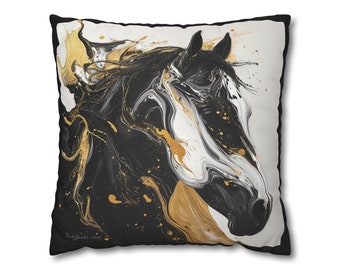 Federa per cuscino reversibile in finta pelle scamosciata Stallion Serenade, arte originale stampata su decorazioni per la casa di alta qualità. Ottimo regalo per gli amanti dei cavalli