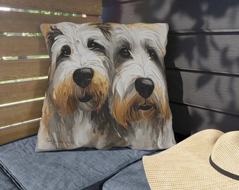 Dog theme Outdoor Pillow - Shaggy Tales original dog art printed on high quality home decor. Great as a gift for pet parents and dog lovers.