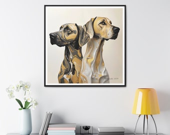 Tela incorniciata con cani da abbracciare, arte originale del cane stampata su decorazioni per la casa di alta qualità. Ottimo come regalo per genitori di animali domestici e amanti dei cani.