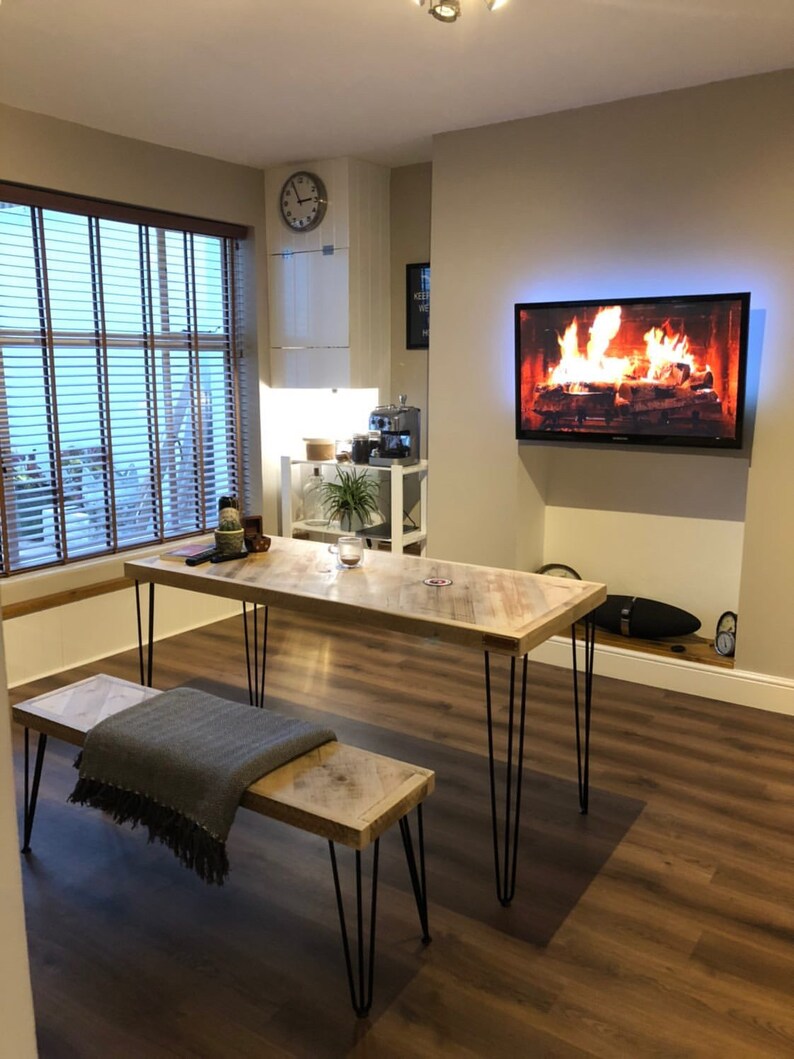 Reclaimed Diagonal Scaffold Dining Table Etsy