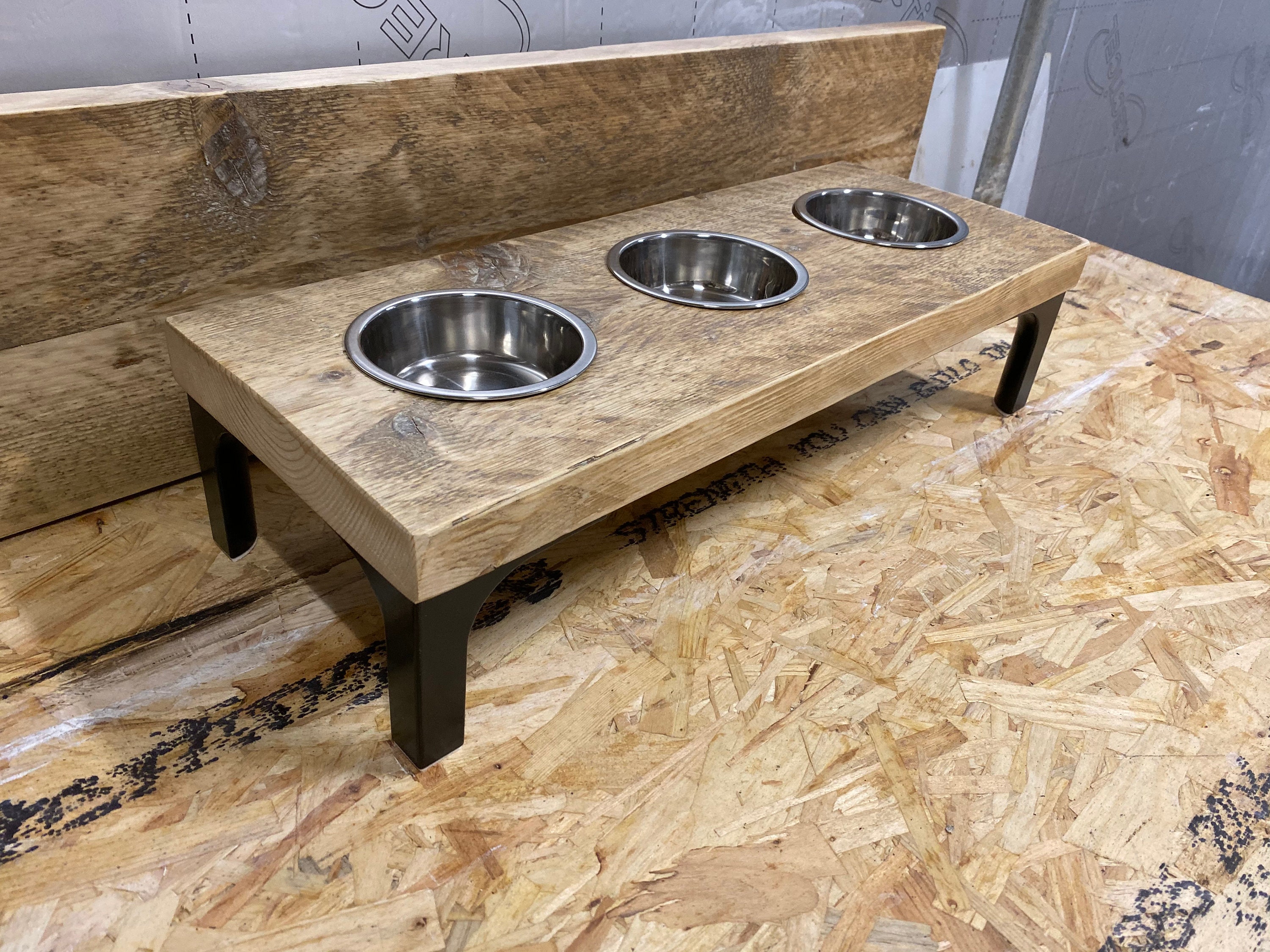 Wooden Cat Bowl Stand Etsy UK