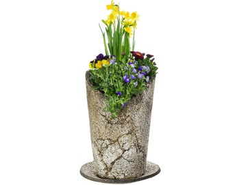 vaso da fiori SERENTI | Vaso da fiori in ceramica resistente al gelo | Resistente alle intemperie e al gelo | Naturalmente rustico | Diametro 13-24 cm | Unico (E1-E4)