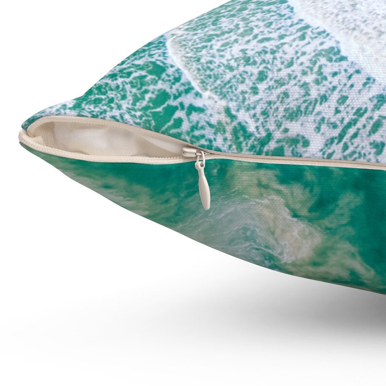 Spun Polyester Square Pillow Aerial Sea Foam