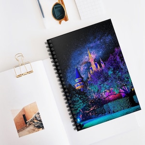 Cinderella's Castle at Night - Spiral Notebook - Ruled Line