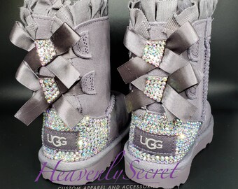 ugg boots with bows and rhinestones