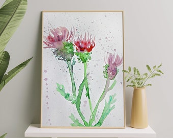 Thistle Print. Herb Wall Art. Thistle Painting. Thistle Poster of Original Watercolor Painting. Thistle Art. Flowers Fine Art. Floral Poster