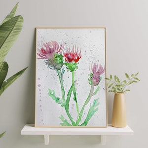 Thistle Watercolor Painting: Floral Fine Art Print