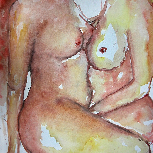 Nude Lesbian Print. Original Watercolor. Erotic Wall Decor. Naked Art. Sexy Poster. Sexy Women. Gay Body. Nude Print. Lesbian Couple Poster