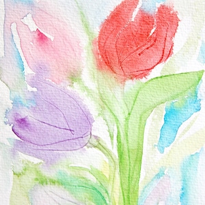 Tulips Print. Watercolor Painting. Contemporary Tulips Painting. Tulip Wall Decor. Garden Art. Floral Decor. Gift for Mom. Tulip Art