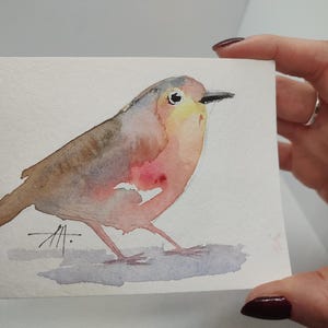 Minimalist Bird Watercolor Painting – Small Bird Art. Original watercolor painting